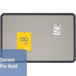 Quartet Contour Fabric Bulletin Board, Black Frame, 2'H x 3'W (7693G)