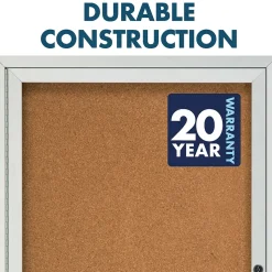 Quartet Cork Enclosed Bulletin Board, Aluminum Frame, 3'H x 2'W (2363)