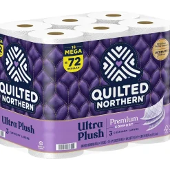 Quilted Northern Ultra Plush Toilet Paper, 3-ply, White, 255 Sheets/Roll, 18 Rolls/Case (876045/874685)