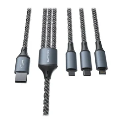 Raycon Light-up LED 3-in-1 USB to Lightning, Micro USB & USB-C Cable, 4-ft., Multicolored (RACLED110-23E-WHI)