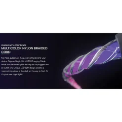 Raycon Light-up LED 3-in-1 USB to Lightning, Micro USB & USB-C Cable, 4-ft., Multicolored (RACLED110-23E-WHI)