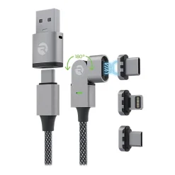 Raycon The Magic 180 Pro Fast-Charging Cable for iOS, Micro USB & USB-C, 6.5-ft., Black (RACMAG720-23E-BLAB)