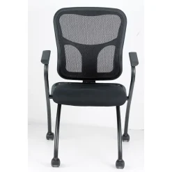 Raynor Eurotech Fabric Seat Flip Nesting Chair, with Arm, Black, 2/Carton