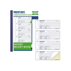 Rediform 2-Part Carbonless Money Receipt Book, 2.75" x 7", 200/Pack (8L806)