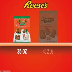 REESE'S Assorted Flavored Peanut Butter Shapes Christmas Candy Bag, 35 oz (HEC95345)