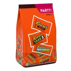 REESE'S Milk Chocolate Peanut Butter Assortment Snack Size Candy, Individually Wrapped, 32.06 oz, Bulk Party Bag (3400093922)