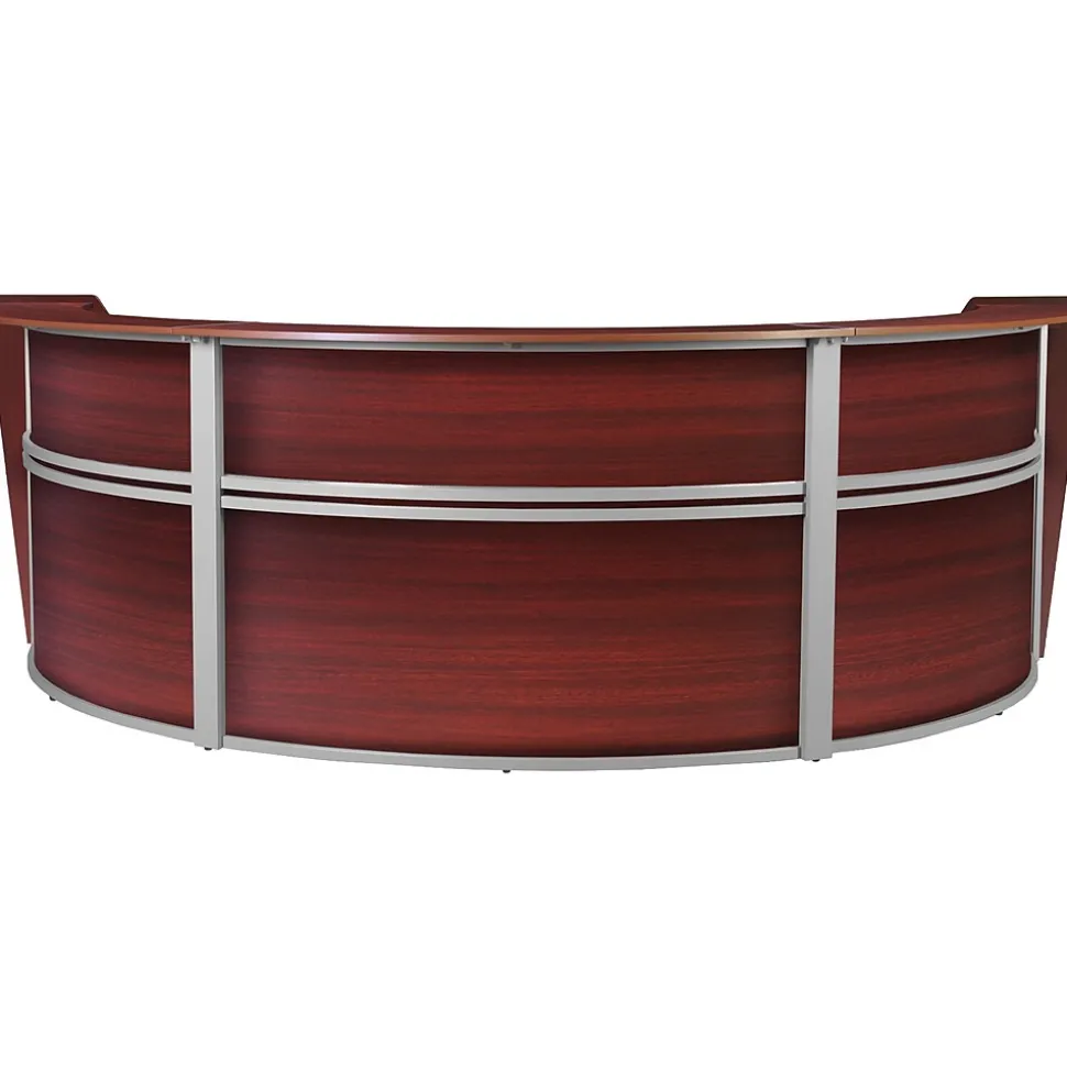 Regency Marque 144"W Curved Reception Desk Workstation, Mahogany (77293MH)