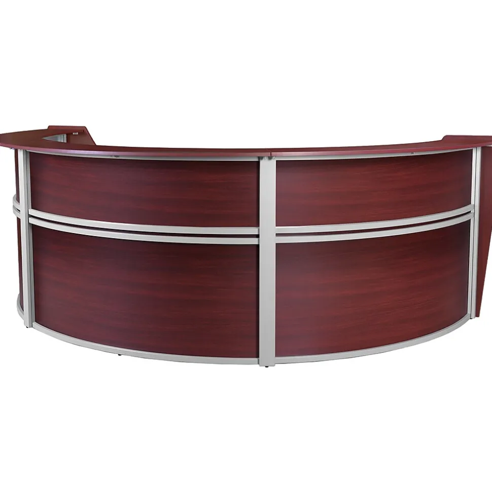 Regency Marque 144"W Curved Reception Desk Workstation, Mahogany (77293MH)