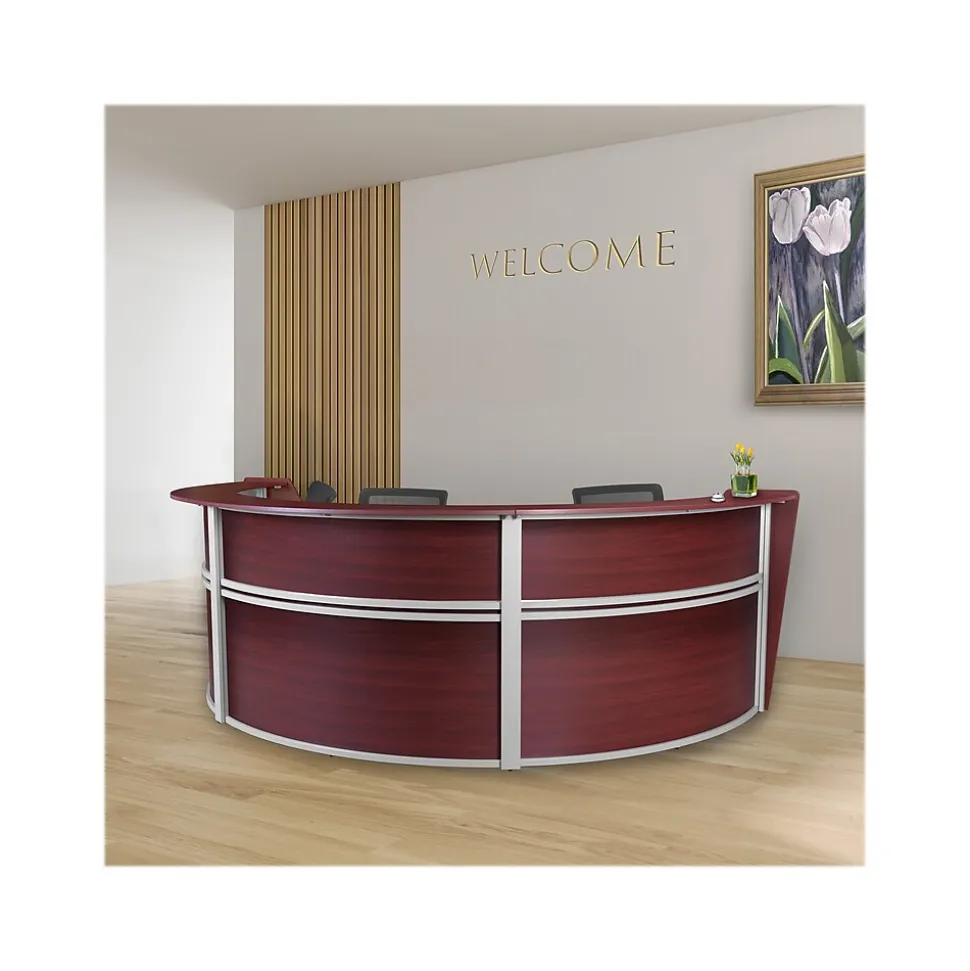 Regency Marque 144"W Curved Reception Desk Workstation, Mahogany (77293MH)