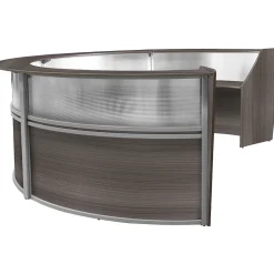 Regency Marque 142"W Curved Reception Desk Workstation, Driftwood Gray (77314GY)