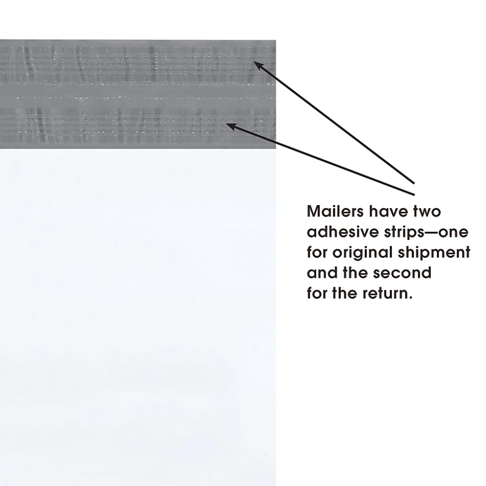 Returnable Poly Mailers, White, 14" x 17", 100/Case