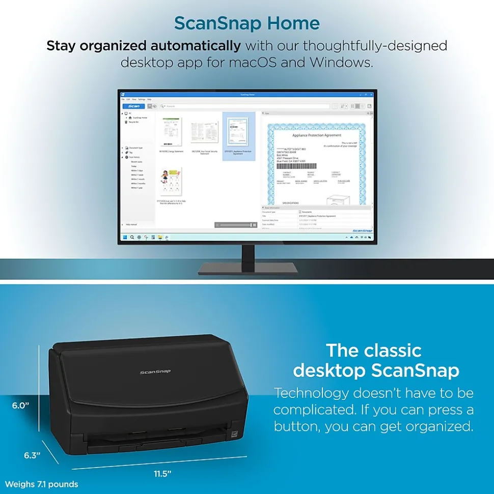 RICOH ScanSnap IX1400 PA03820-B235 Duplex Document Scanner, Black