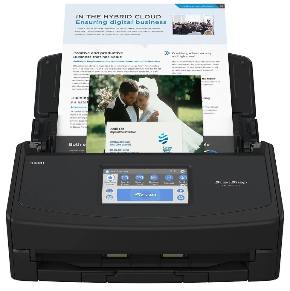 RICOH ScanSnap IX1600 PA03770-B635 Wireless Duplex Document Scanner, Black