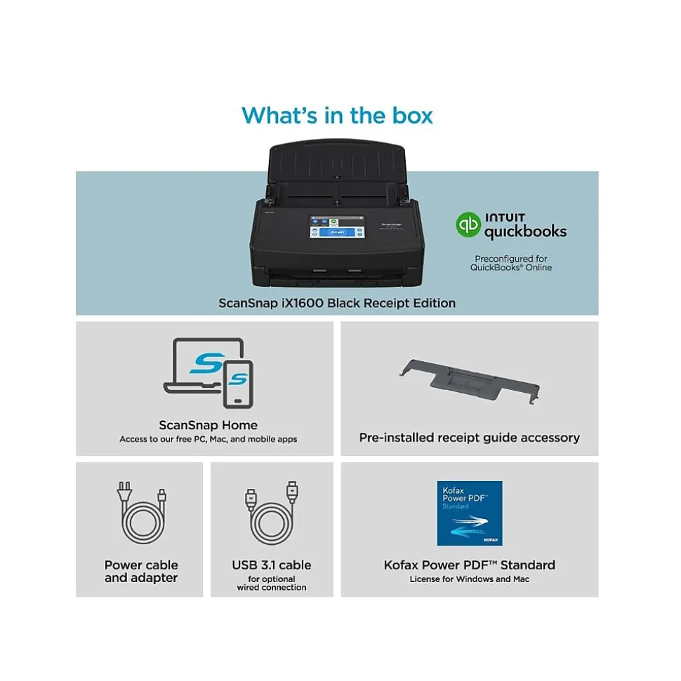 Ricoh Scansnap IX1600 Receipt Edition, Black (PA03770-B675)