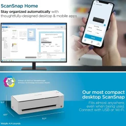 RICOH ScanSnap IX1300 Wireless Duplex Document Scanner, White (PA03805-B005)