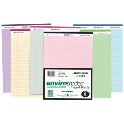 Roaring Spring Paper Products Legal Pads, Recycled Paper in Assorted Colors, 8.5" x 11.75", 50 Sheets/Pad, 6 Pads/Pack (74221)
