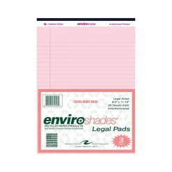 Roaring Spring Paper Products 8.5" x 11.75" Legal Pads, Recycled Pink Paper, 50 Sheets/Pad, 3 Pads/Pack (74153)