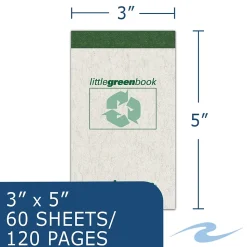 Roaring Spring Paper Products Little Green Book, Gray Cover, Narrow Ruled, 3 x 5, White Paper, 60 Sheets
