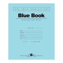 Roaring Spring Paper Products Exam 1-Subject Exam Notebook, 7" x 8.5", Wide Ruled, 12 Sheets, Blue (77513)
