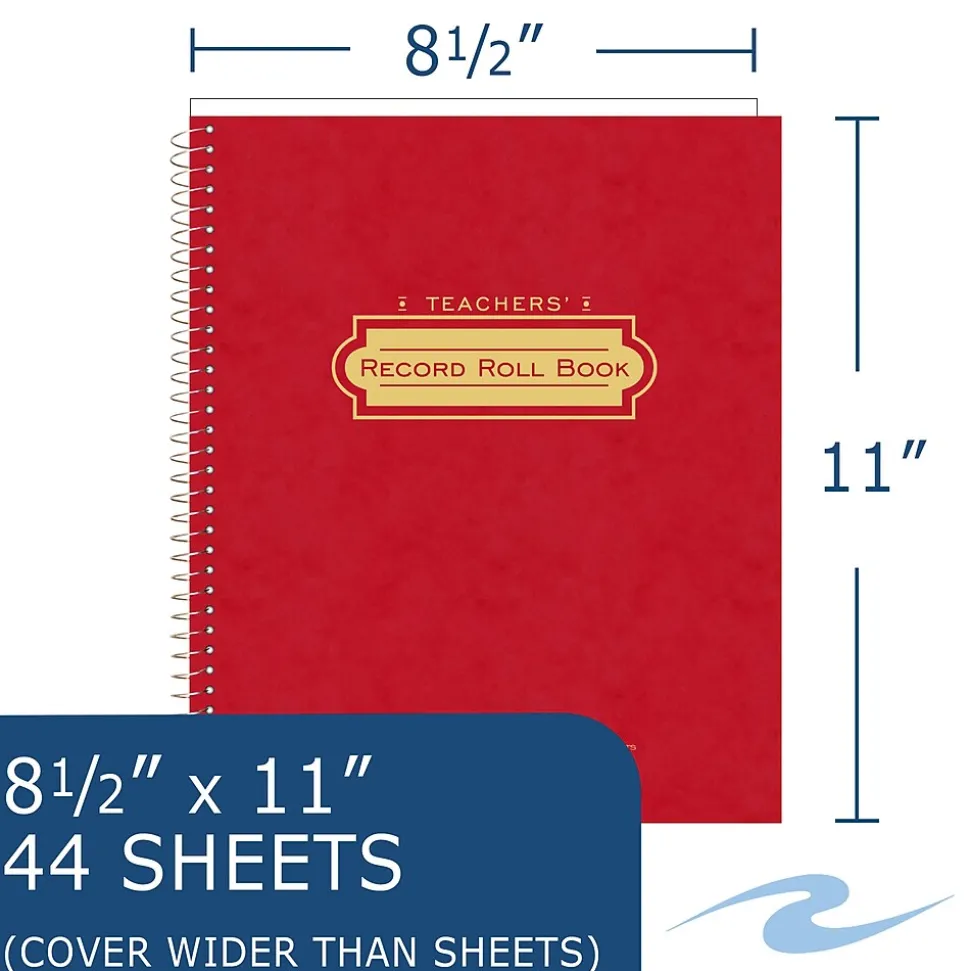 Roaring Spring Paper Products Teacher's Record Roll Books, 8.5" x 11", 44 Sheets (72900)