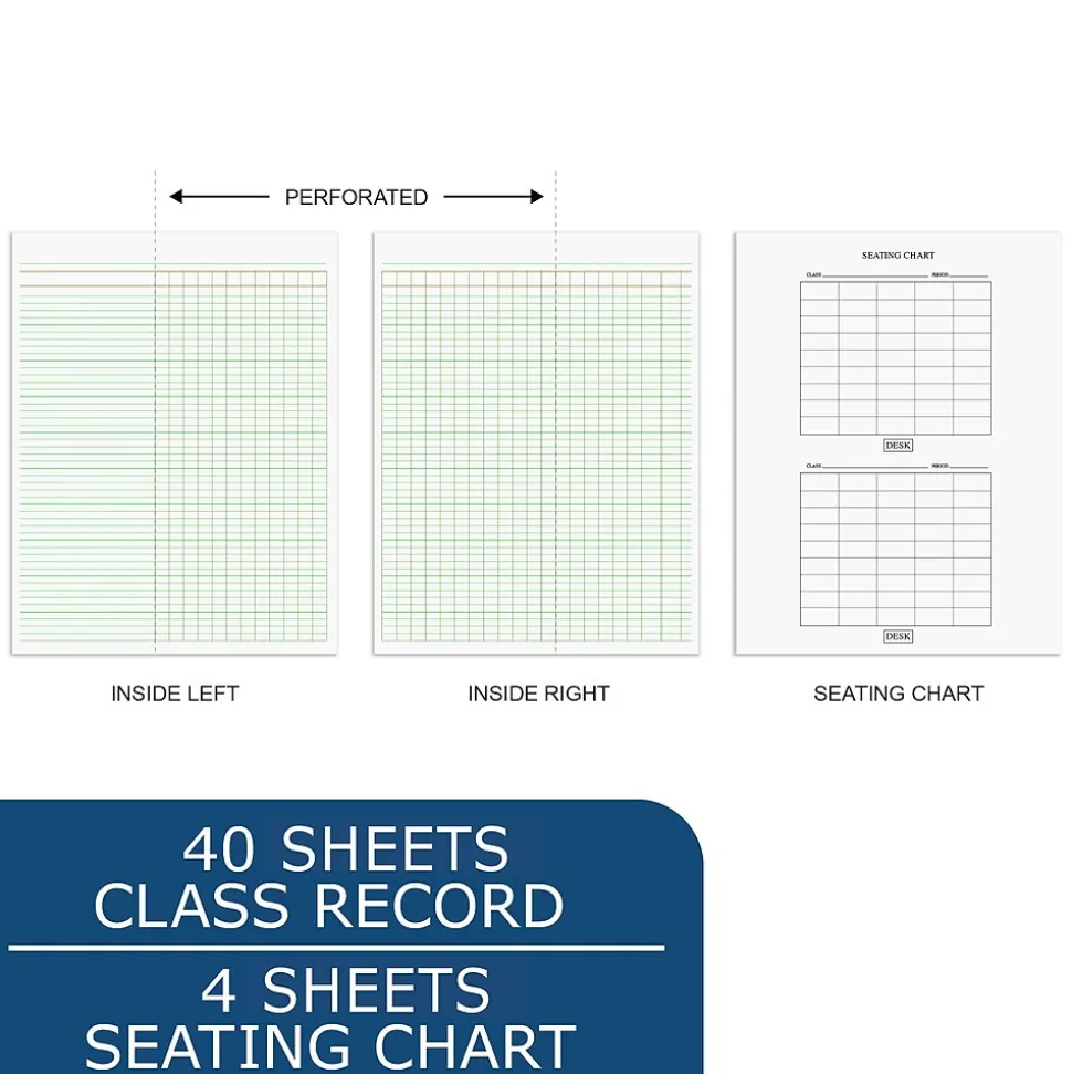 Roaring Spring Paper Products Teacher's Record Roll Books, 8.5" x 11", 44 Sheets (72900)