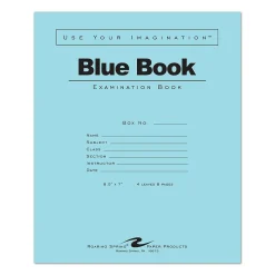 Roaring Spring Paper Products 1-Subject Exam Notebooks, 7" x 8.5", Wide Ruled, 4 Sheets, Blue (ROA77510)