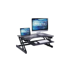 Rocelco 32"W Manual Adjustable Standing Desk Converter, Black (R ADRB)