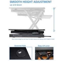 Rocelco 32"W Manual Adjustable Standing Desk Converter, Black (R EADRB2)