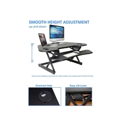 Rocelco 46"W Manual Adjustable Corner Standing Desk Converter, Black (R CADRB-46)