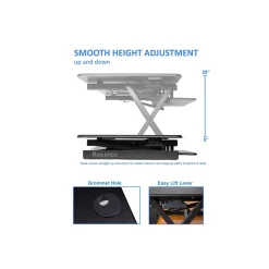 Rocelco 46"W Manual Adjustable Standing Desk Converter, Black (R DADRB-46)