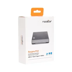 Rocstor Rocpro P33 8TB External USB-Type-C Portable Hard Drive, Space Grey (GP3616-01)
