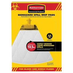 Rubbermaid Biohazard Spill Mop Pads, 10/Pack (2017060)