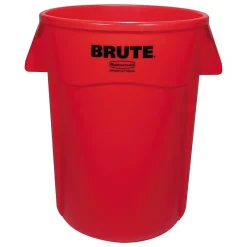 Rubbermaid® Commercial Brute Vented Trash Receptacle, Round, 44 gal, Red (FG264360RED)