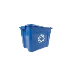 Rubbermaid Commercial Products Plastic Recycling Bin, 14 Gallon, Blue (FG571473BLUE)