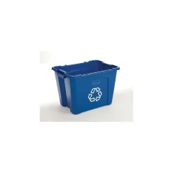 Rubbermaid Commercial Products Plastic Recycling Bin, 14 Gallon, Blue (FG571473BLUE)