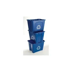 Rubbermaid Commercial Products Plastic Recycling Bin, 14 Gallon, Blue (FG571473BLUE)
