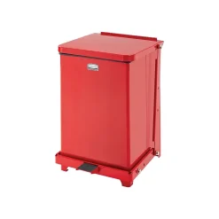 Rubbermaid Defenders Indoor Step Trash Can, Red Metal, 4 Gal. (FGST7EPLRD)