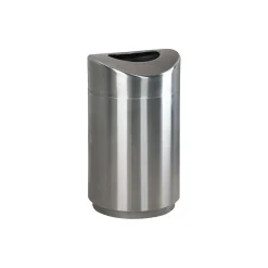Rubbermaid Designer Line Eclipse Waste Receptacle, 30 Gallon, Steel, Silver Metallic, 25 1/2"H x 20" D