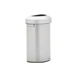 Rubbermaid Refine Stainless Steel Indoor Trash Can with Open Lid, 16 Gallon, Silver (2147550)