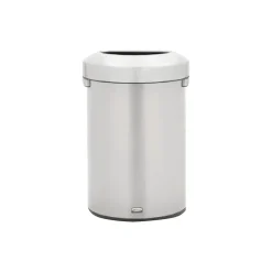Rubbermaid Refine Stainless Steel Indoor Trash Can with Open Lid, 16 Gallon, Silver (2147550)