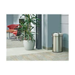 Rubbermaid Refine Stainless Steel Trash Can with Open Lid, 16 Gallons, Silver (2147583)