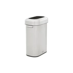 Rubbermaid Refine Stainless Steel Indoor Trash Can with Open Lid, 15 Gallon, Silver (2147581)