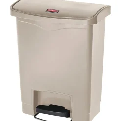 Rubbermaid® Slim Jim Resin Front Step-On Trash Can, 8 Gallons, Beige (1883456)