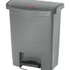Rubbermaid Slim Jim Resin Front Step-On Trash Can, 8 Gallon, Gray