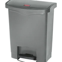 Rubbermaid Slim Jim Resin Front Step-On Trash Can, 8 Gallon, Gray
