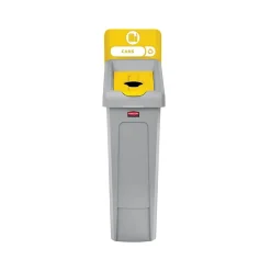 Rubbermaid Slim Jim Single-Stream Recycling Station, 23 Gallon, Gray/Yellow (2185052)