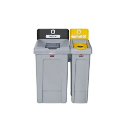 Rubbermaid Slim Jim Single-Stream Recycling Station, 23 Gallon, Gray/Yellow (2185052)