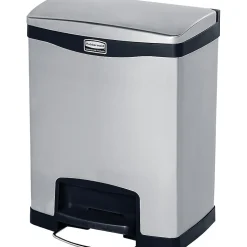 Rubbermaid Slim Jim Stainless Steel Step Trash Can, Black, 8 gal. (1901985)