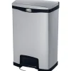 Rubbermaid Slim Jim Stainless Steel Front Step-On Trash Can with Single Rigid Plastic Liner, 13 Gallons (1901992)