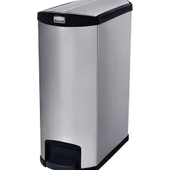 Rubbermaid Slim Jim Stainless Steel Step Trash Can, Black And Metallic, 24 gal. (1902000)